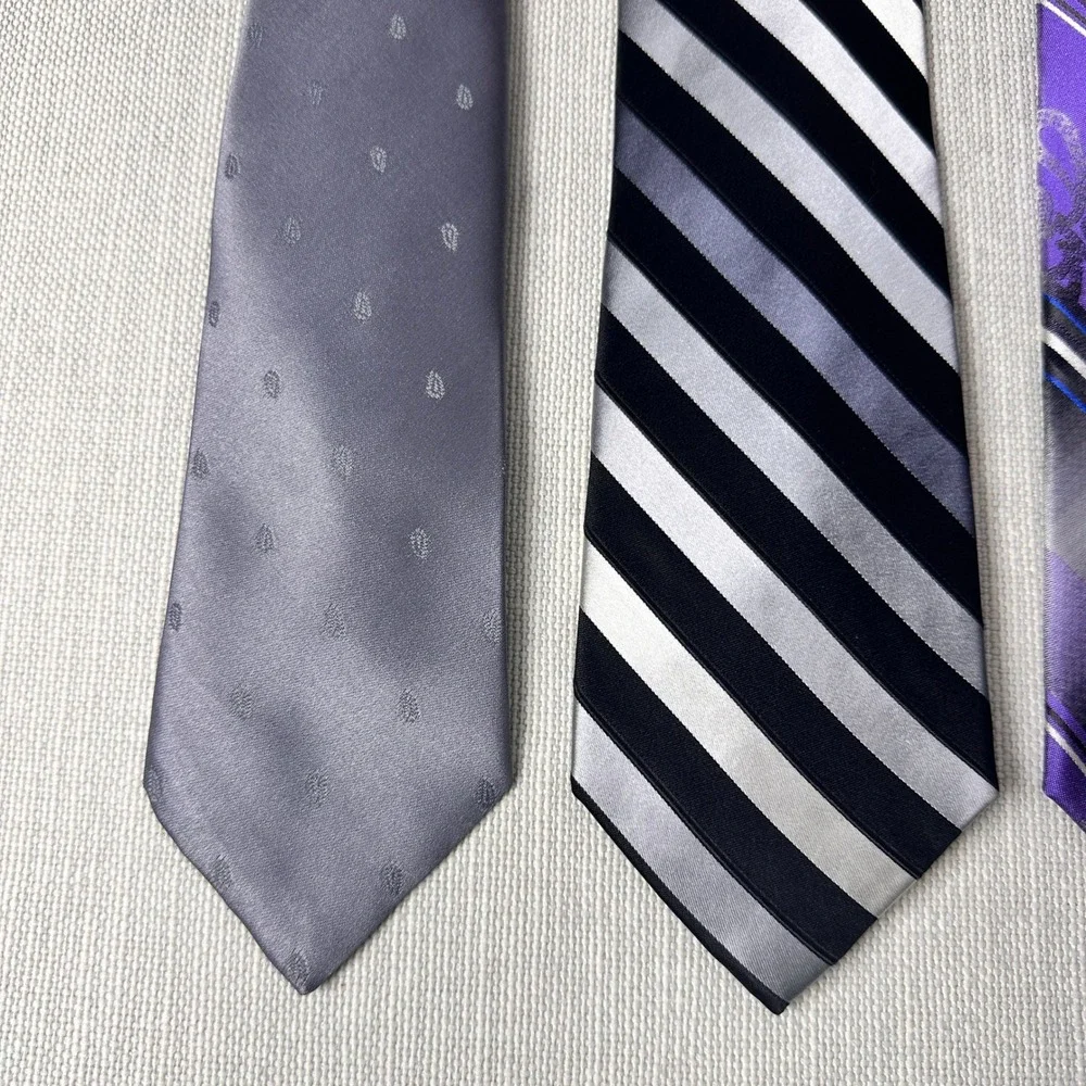 Vintage Classic Purple Grey Necktie Bundle Hennessy George Van Heusen Bill Blass
